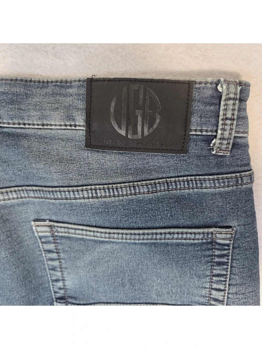 Vintage Genes Black Jeans Mens 34x32 Slim Fit Straight Faded Stretch Gray Denim